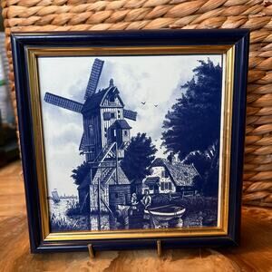 Framed Navy & Gold Windmill